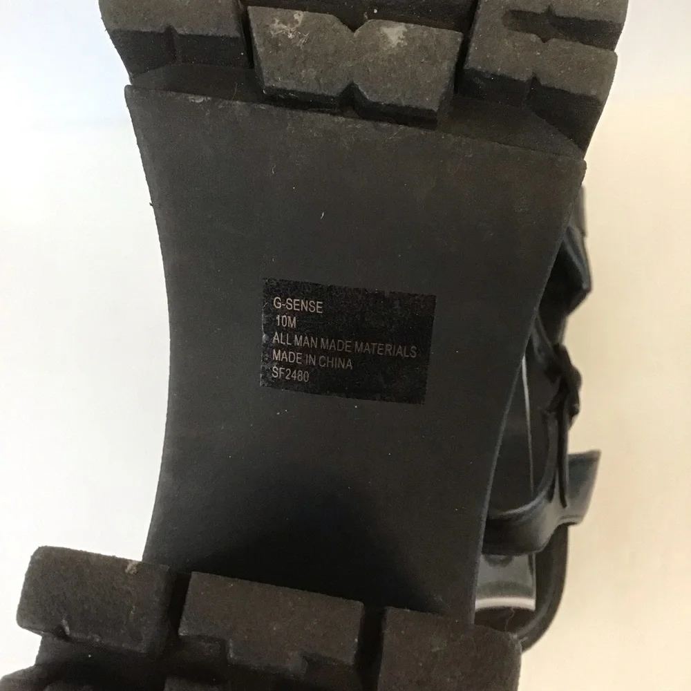 MADDEN GIRL Women's Black SENSE Chunky Platform Lug Sole Sandals 10